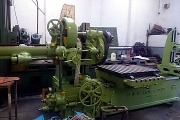 Reconditioned H.W. Kearns horizontal boring mill in machinery green
